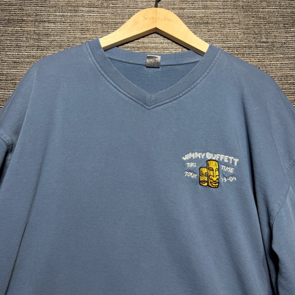 Jimmy Buffett 2003 Sweatshirt Men L Blue LS Tiki Time Tour Embroidered